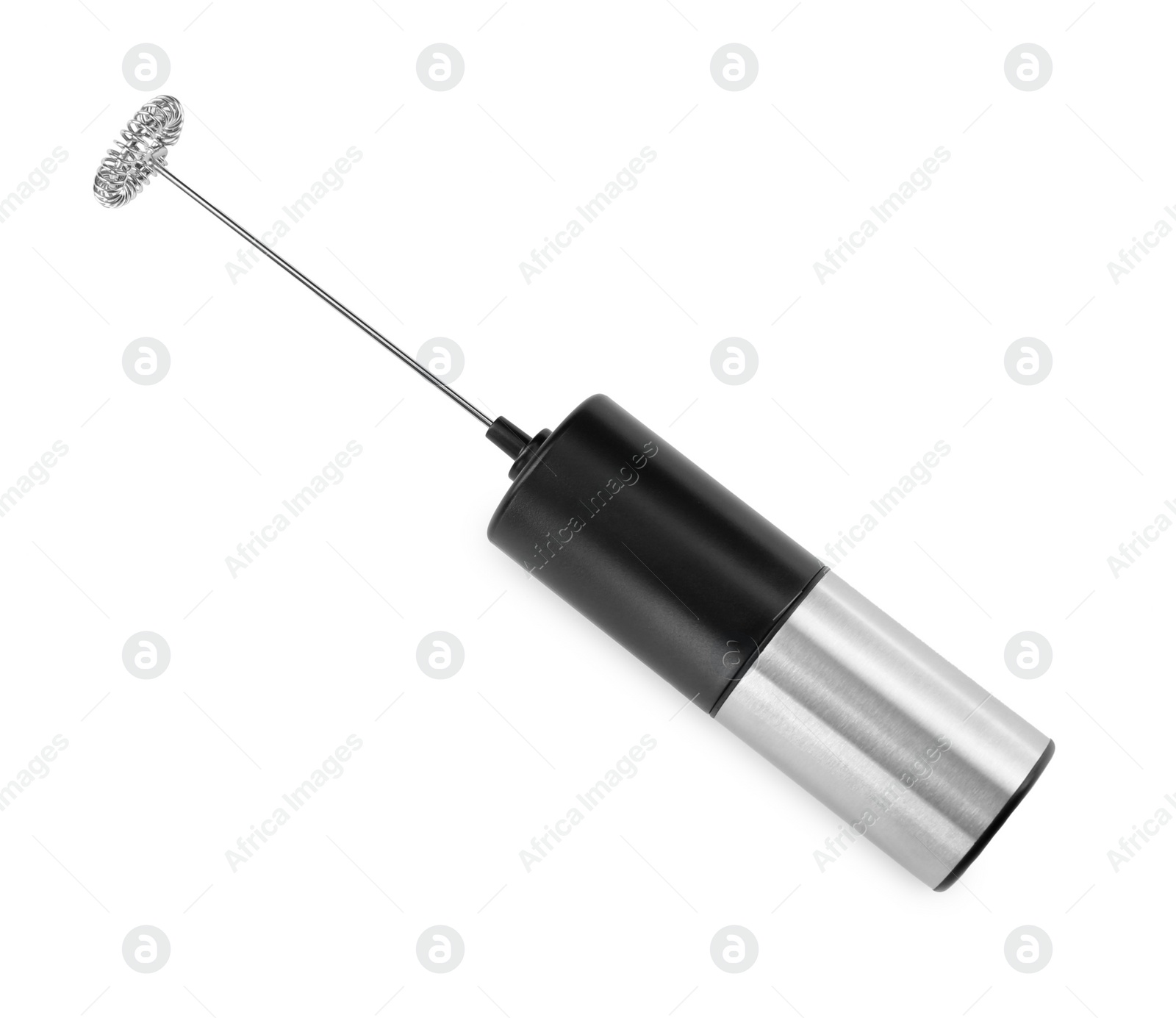 Photo of One milk frother wand isolated on white, top view