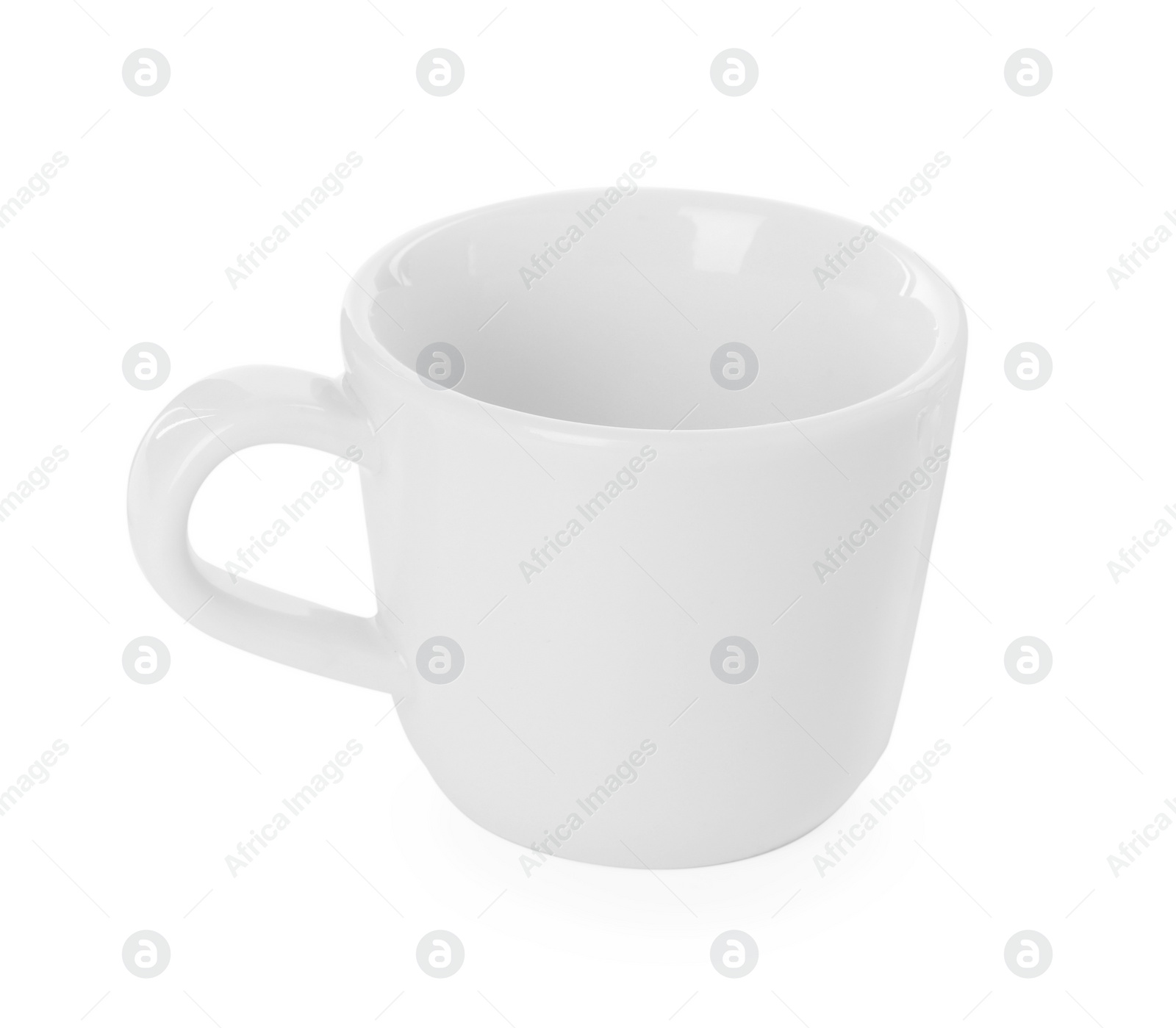 Photo of Ceramic cup isolated on white. Cooking utensil