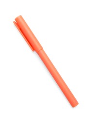 One orange marker on white background, top view