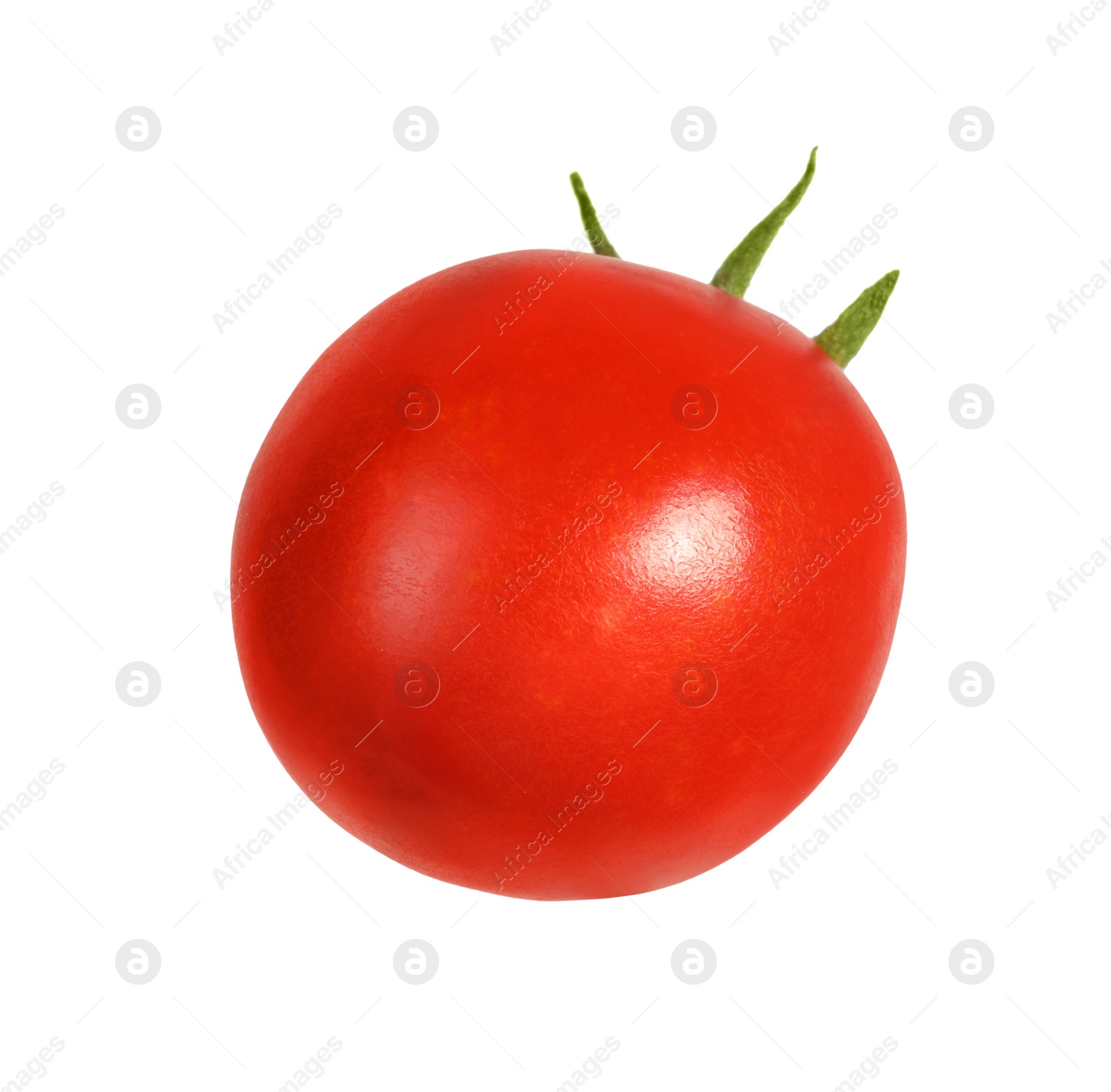 Photo of One ripe cherry tomato isolated on white