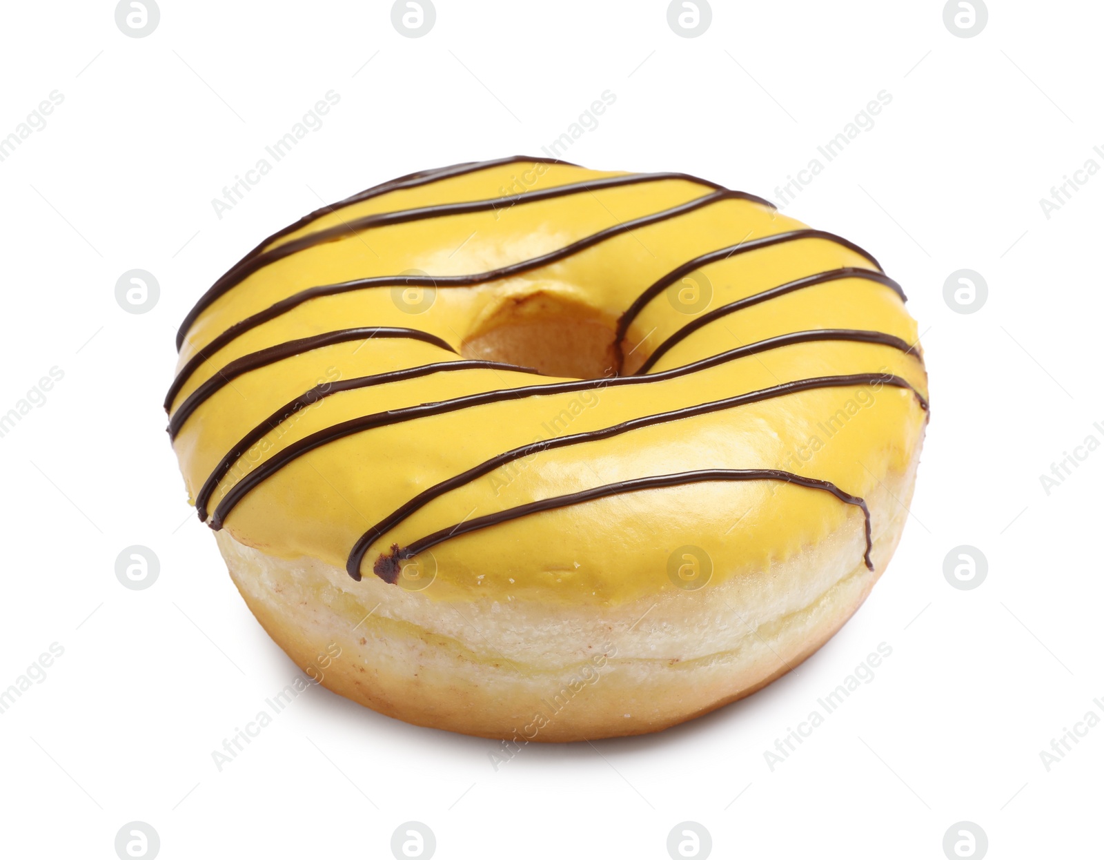 Photo of Sweet tasty glazed donut isolated on white