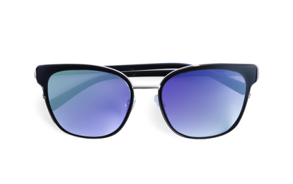 Stylish sunglasses on white background. Summer accessory