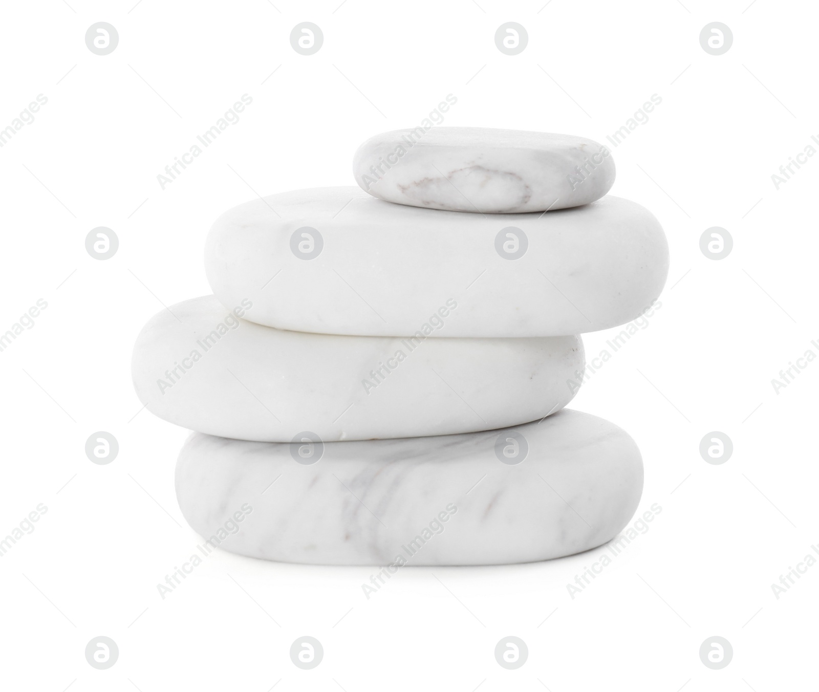 Photo of Stack of spa stones isolated on white