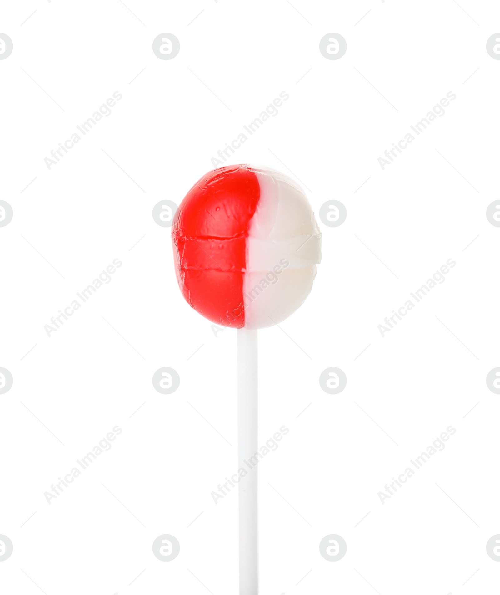 Photo of Tasty colorful fruit flavored candy on white background