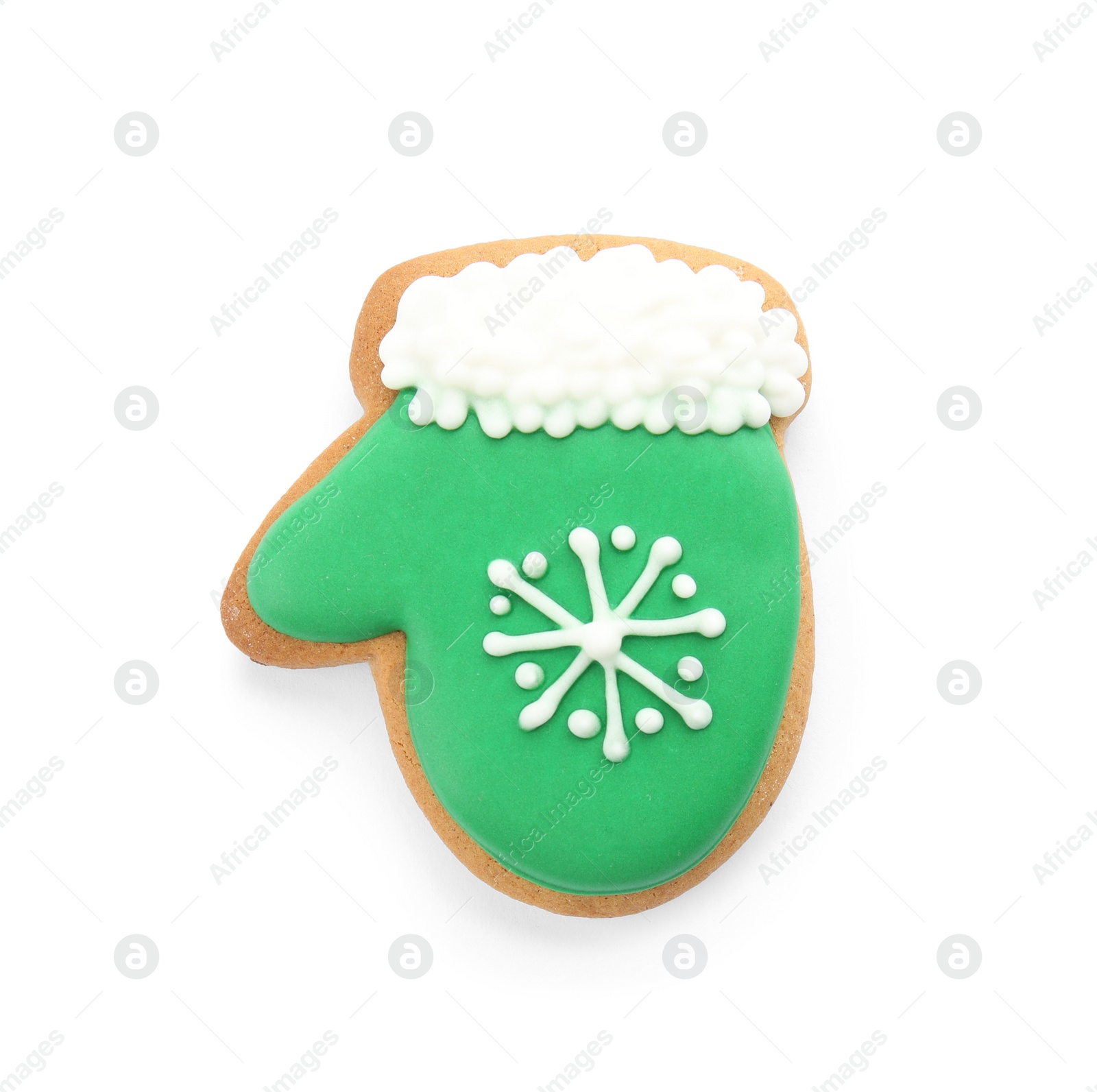 Photo of Tasty homemade Christmas cookie on white background