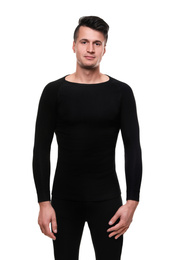 Photo of Man wearing thermal underwear isolated on white