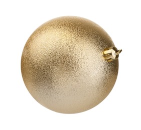 Photo of Beautiful golden Christmas ball isolated on white