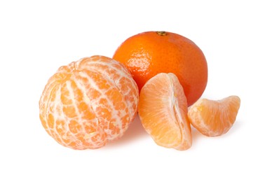 Fresh ripe juicy tangerines isolated on white