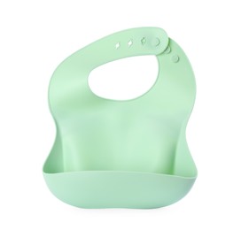 Photo of Mint silicone baby bib isolated on white
