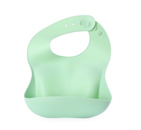 Mint silicone baby bib isolated on white