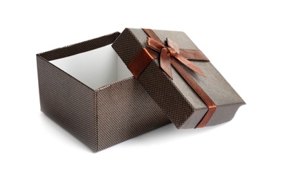 Empty open gift box on white background