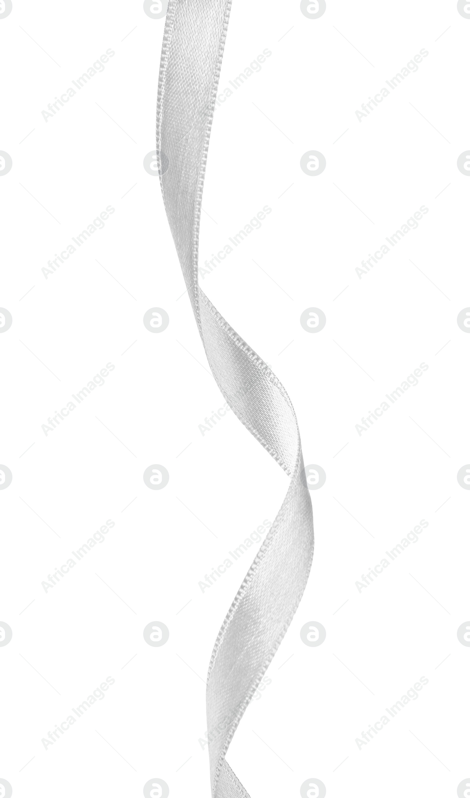 Image of One white satin ribbon isolated on white