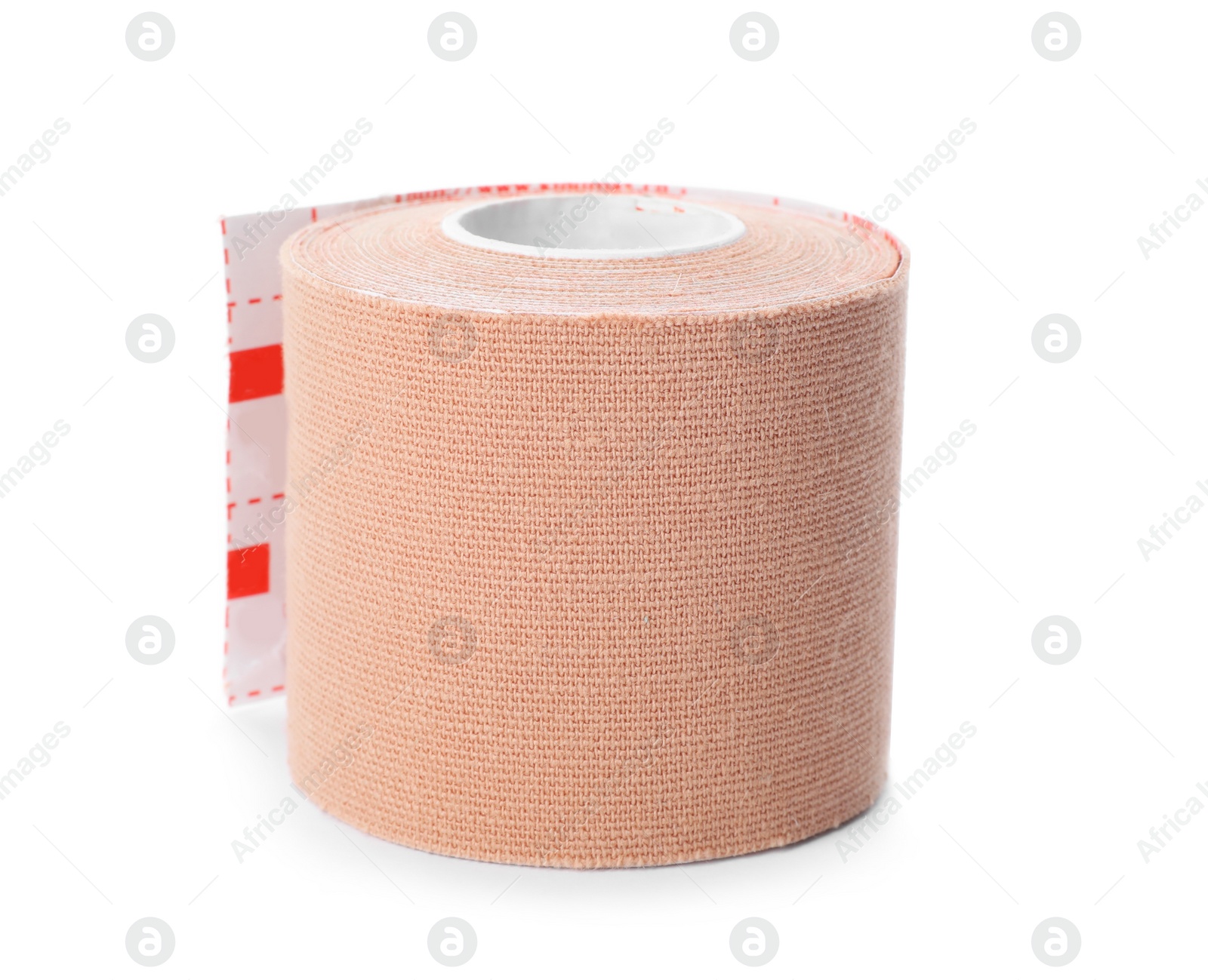 Photo of Medical sticking plaster roll on white background