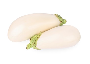 Two fresh white eggplants isolated on white