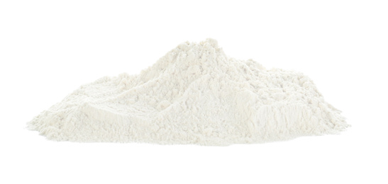 Pile of organic flour isolated on white