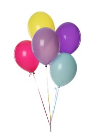 Bunch of colorful balloons on white background