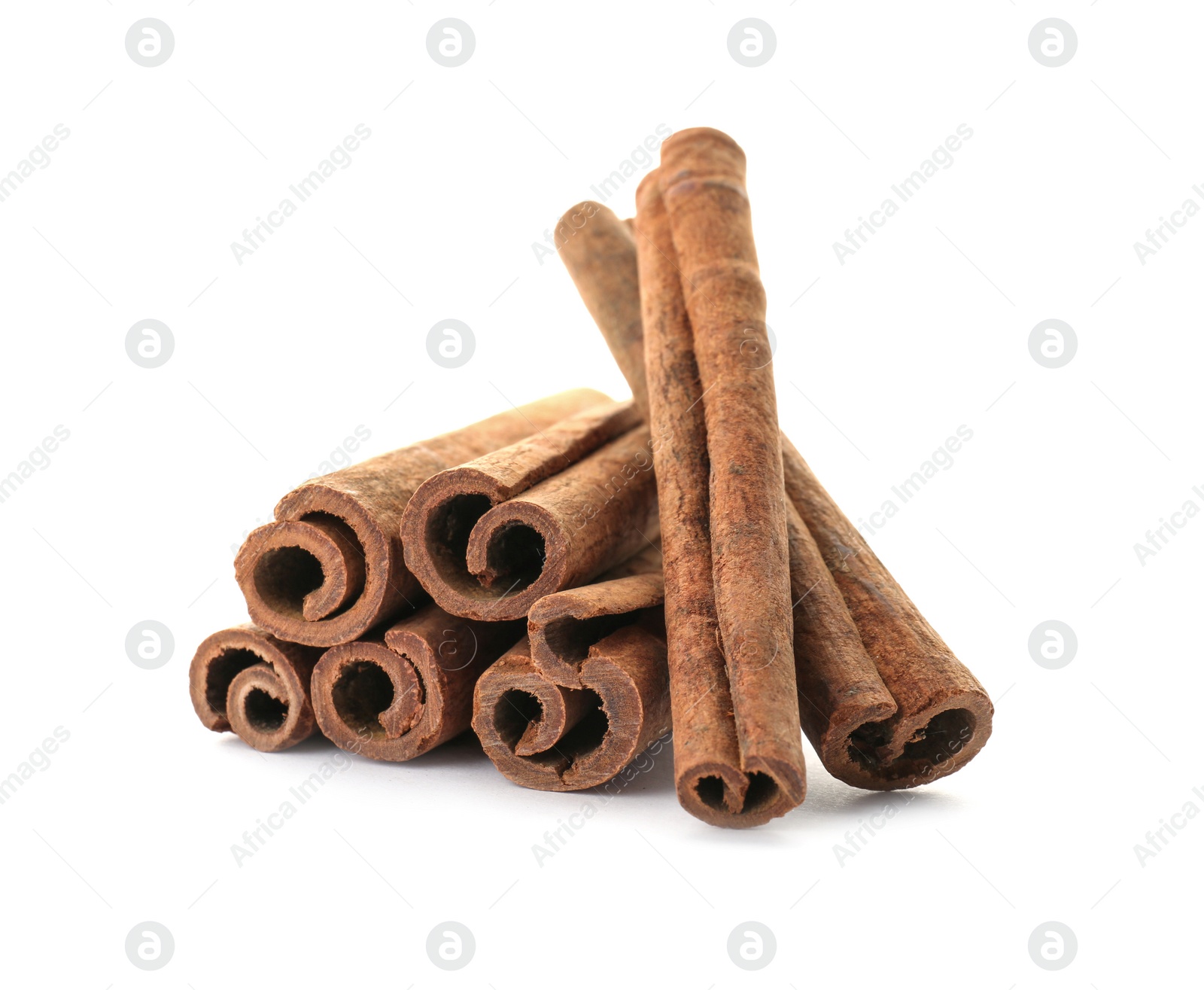 Photo of Aromatic cinnamon sticks on white background