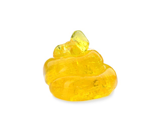 Yellow slime isolated on white. Antistress toy