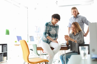 Young people having business training in office