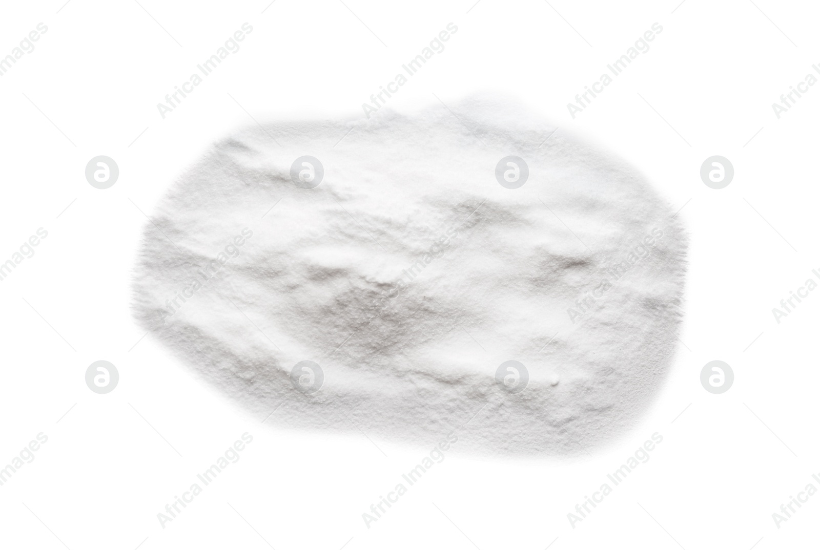 Photo of Pile of baking soda isolated on white, top view