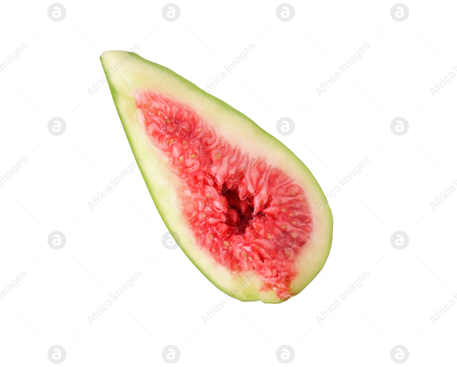 Photo of Slice of fresh green fig isolated on white