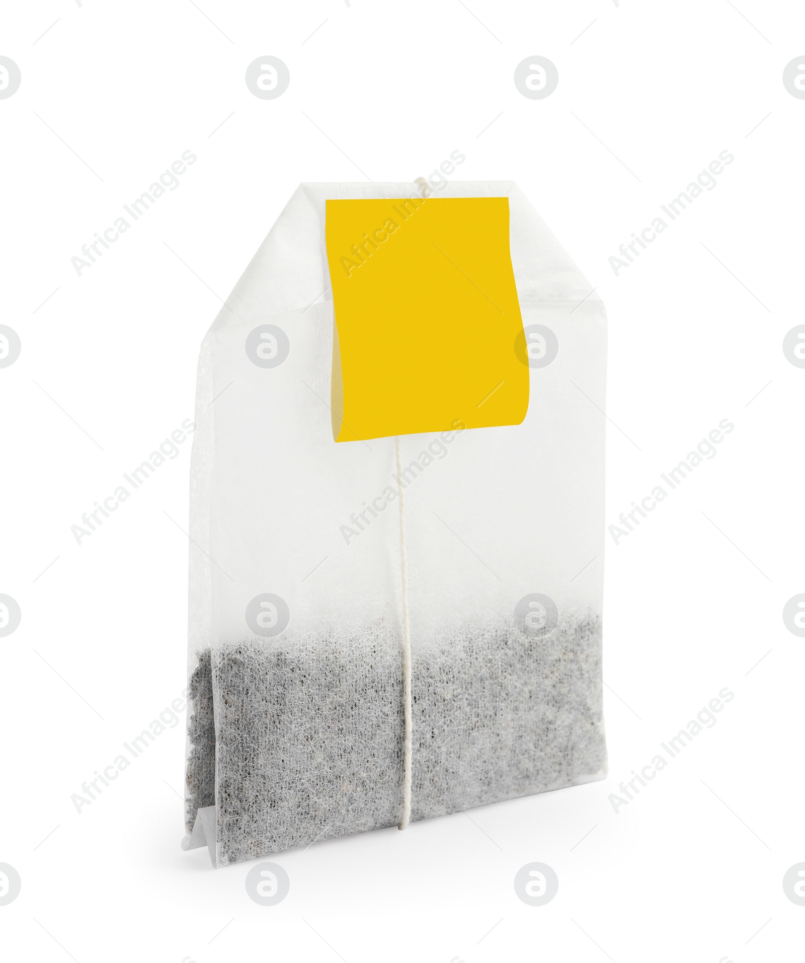 Photo of New tea bag with tab isolated on white