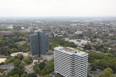 View of beautiful city with buildings and trees