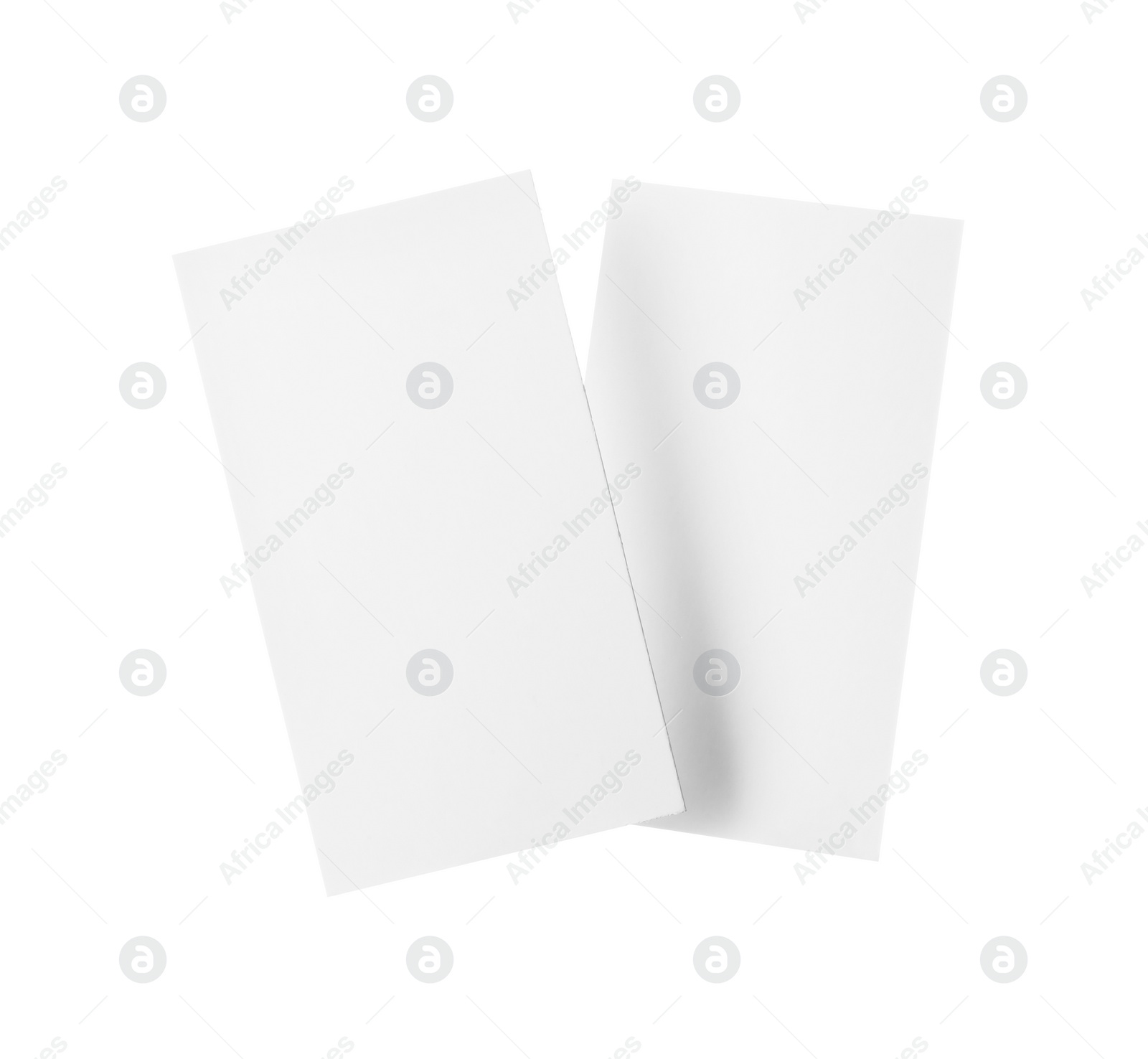 Photo of Blank business cards isolated on white. Mockup for design