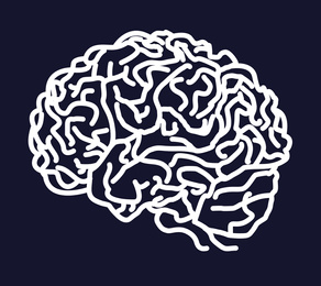 Illustration of  human brain on dark blue background
