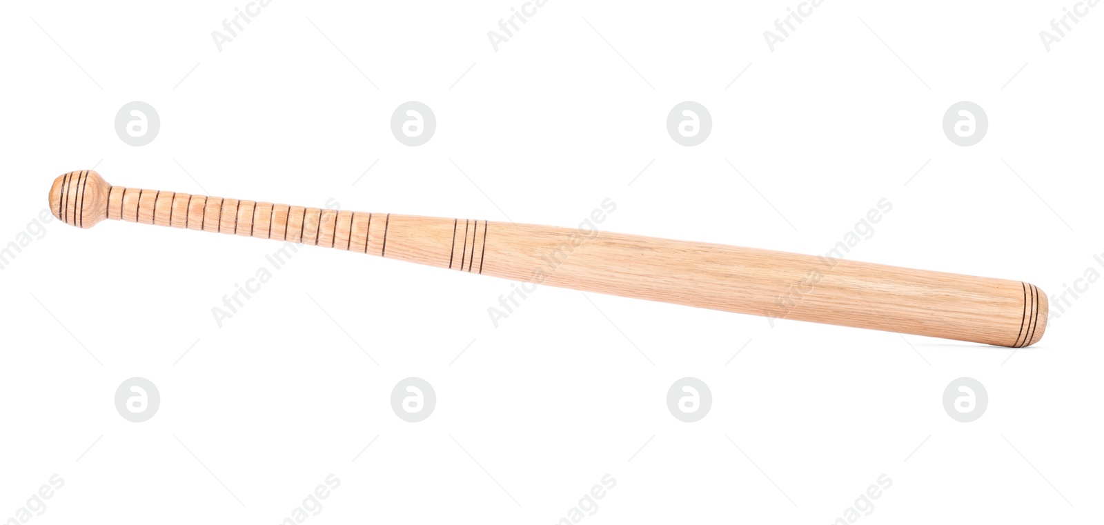 Photo of Wooden baseball bat isolated on white. Sports equipment