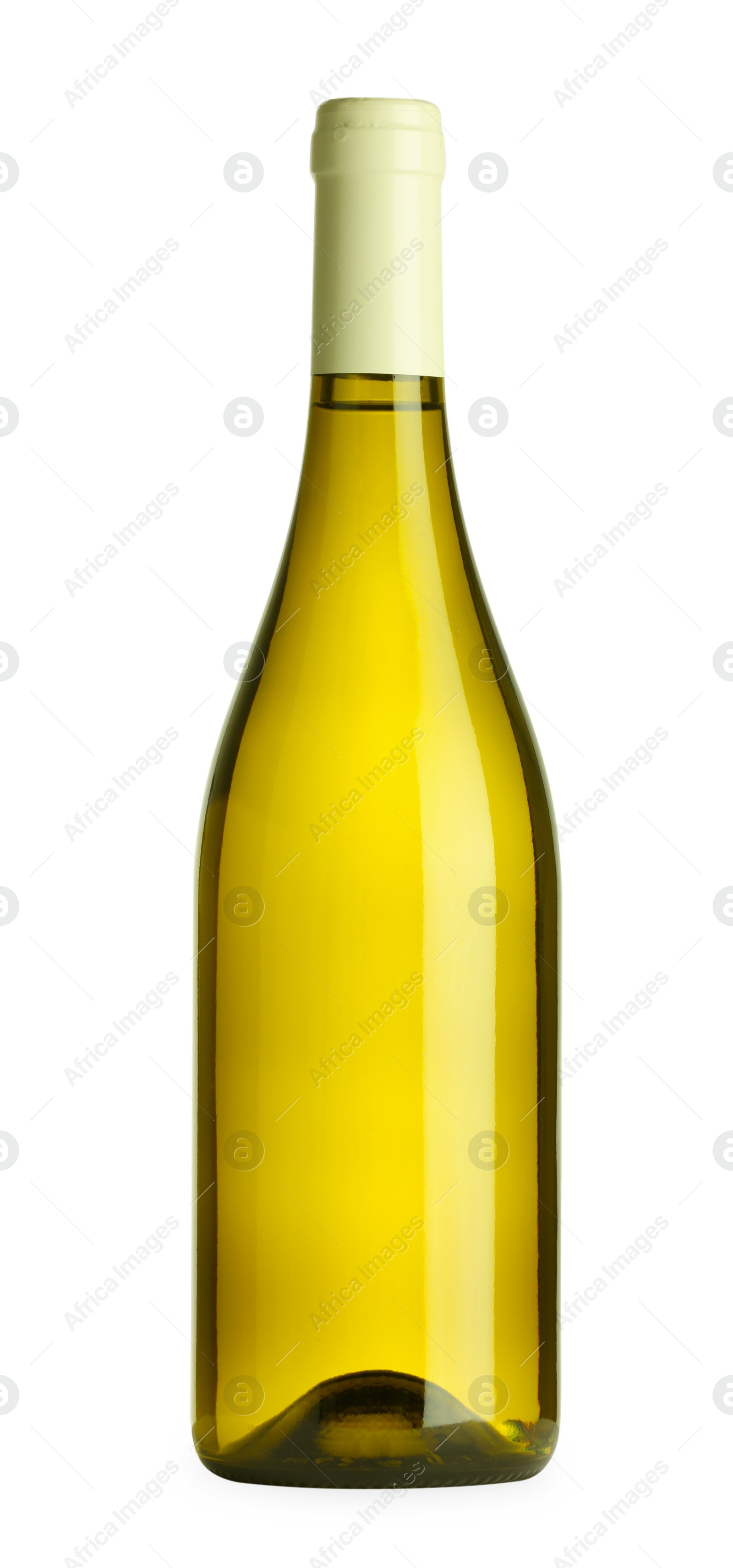 Photo of Wine in glass bottle isolated on white