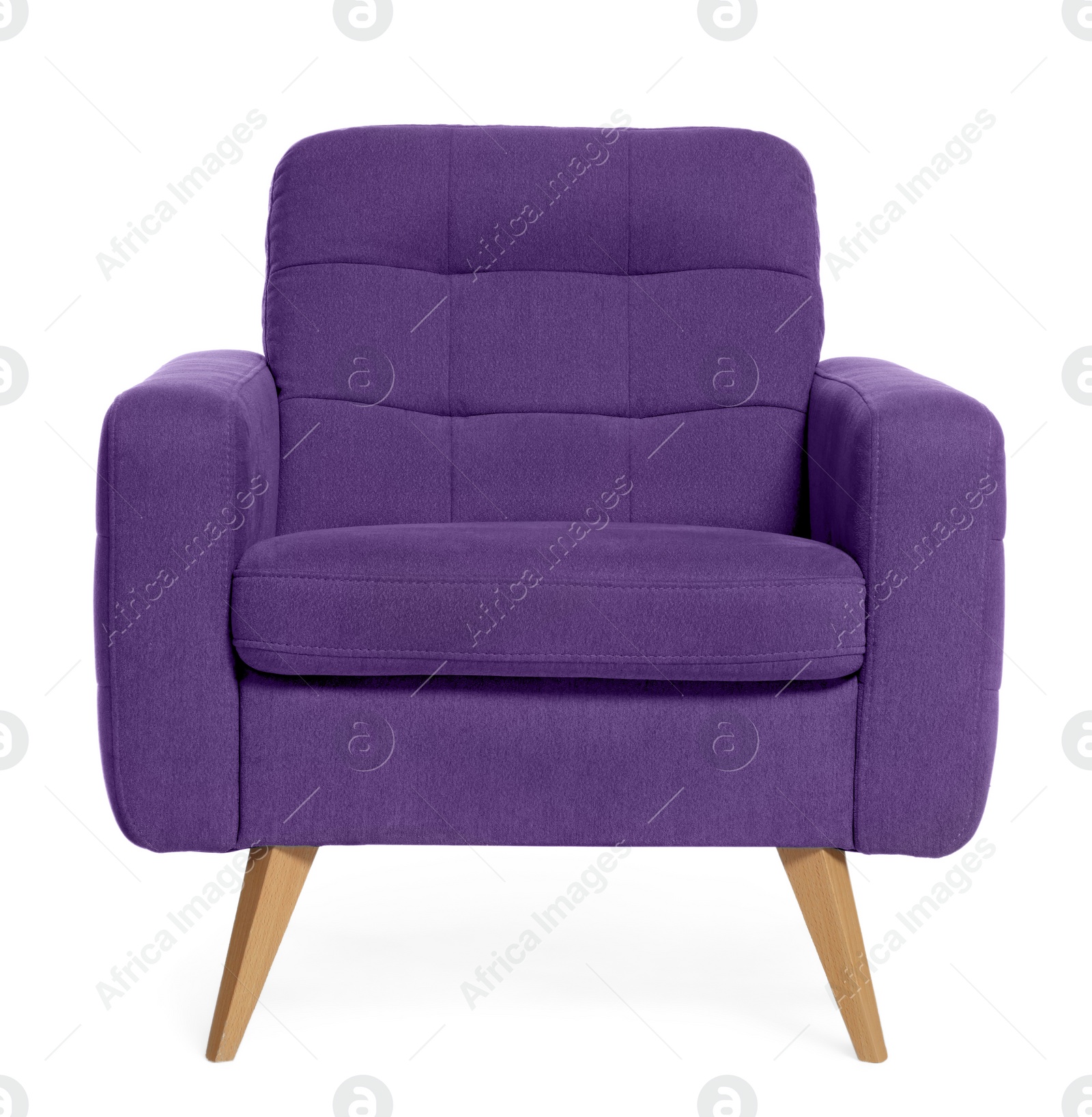 Image of One comfortable ultra violet color armchair isolated on white