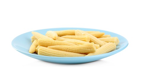 Photo of Fresh baby corn cobs on white background