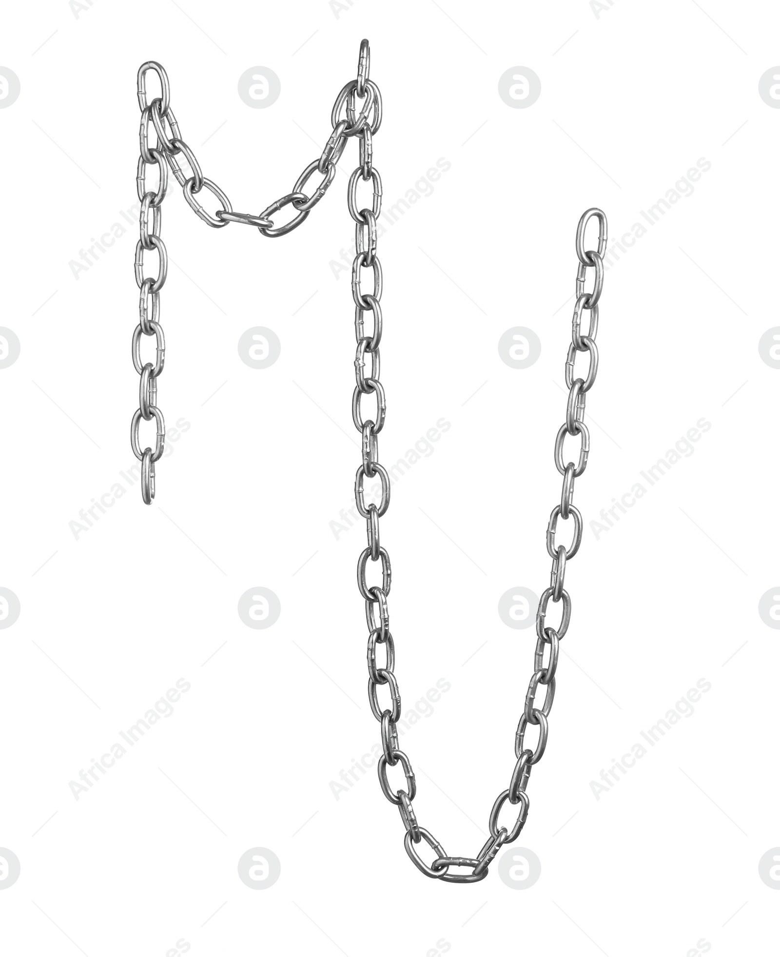 Photo of One common metal chain isolated on white