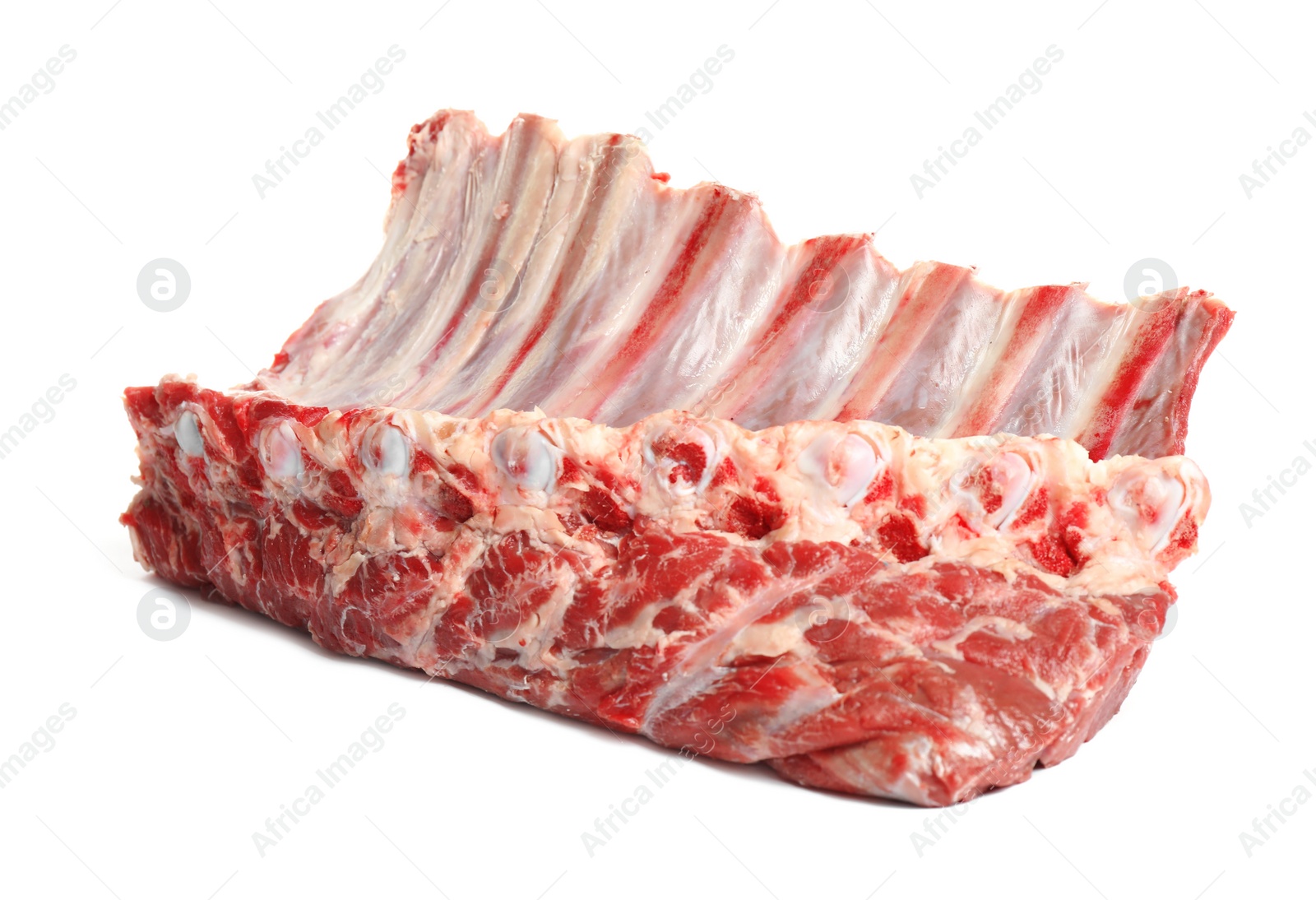 Photo of Raw ribs on white background. Fresh meat