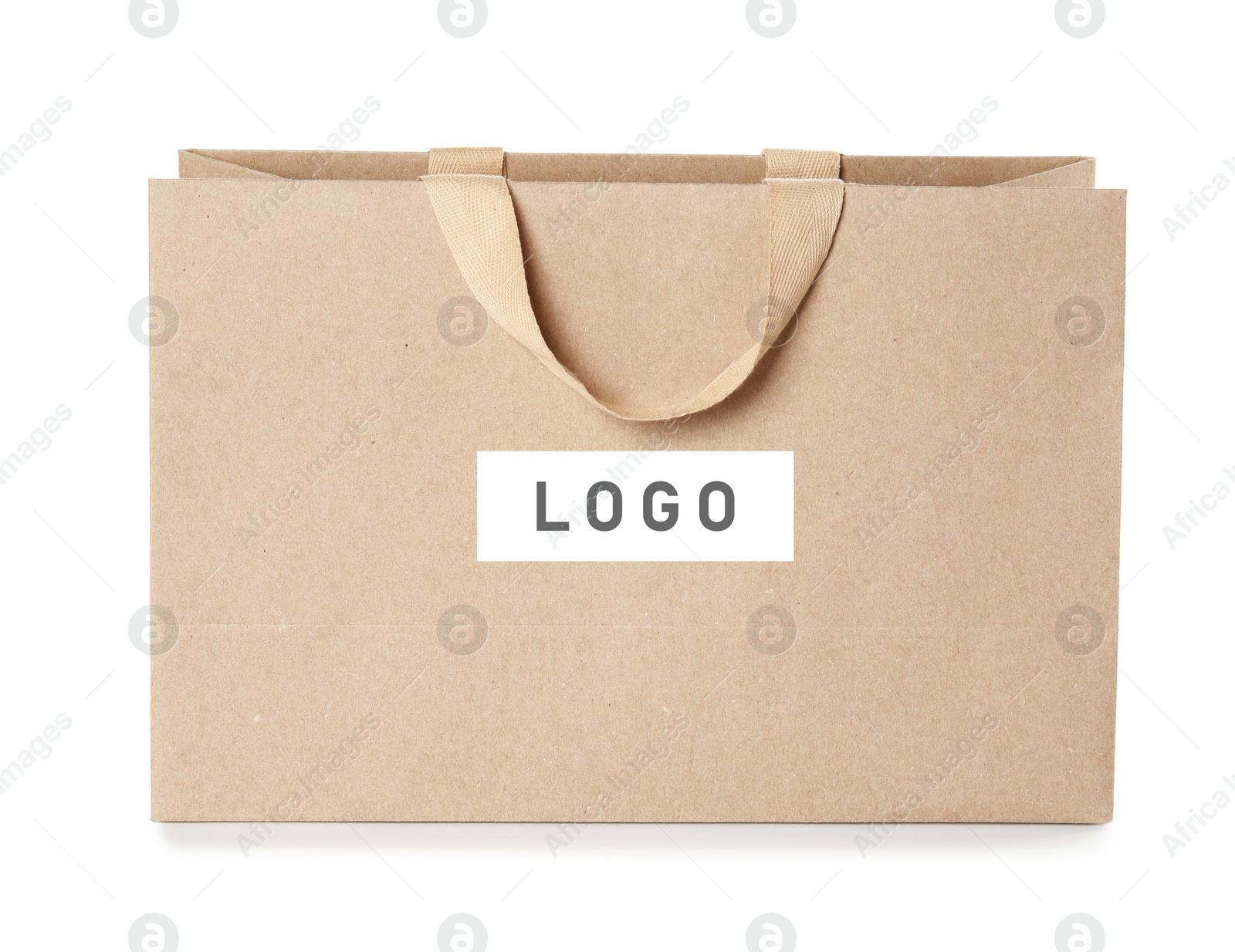 Image of Paper shopping bag with logo on white background