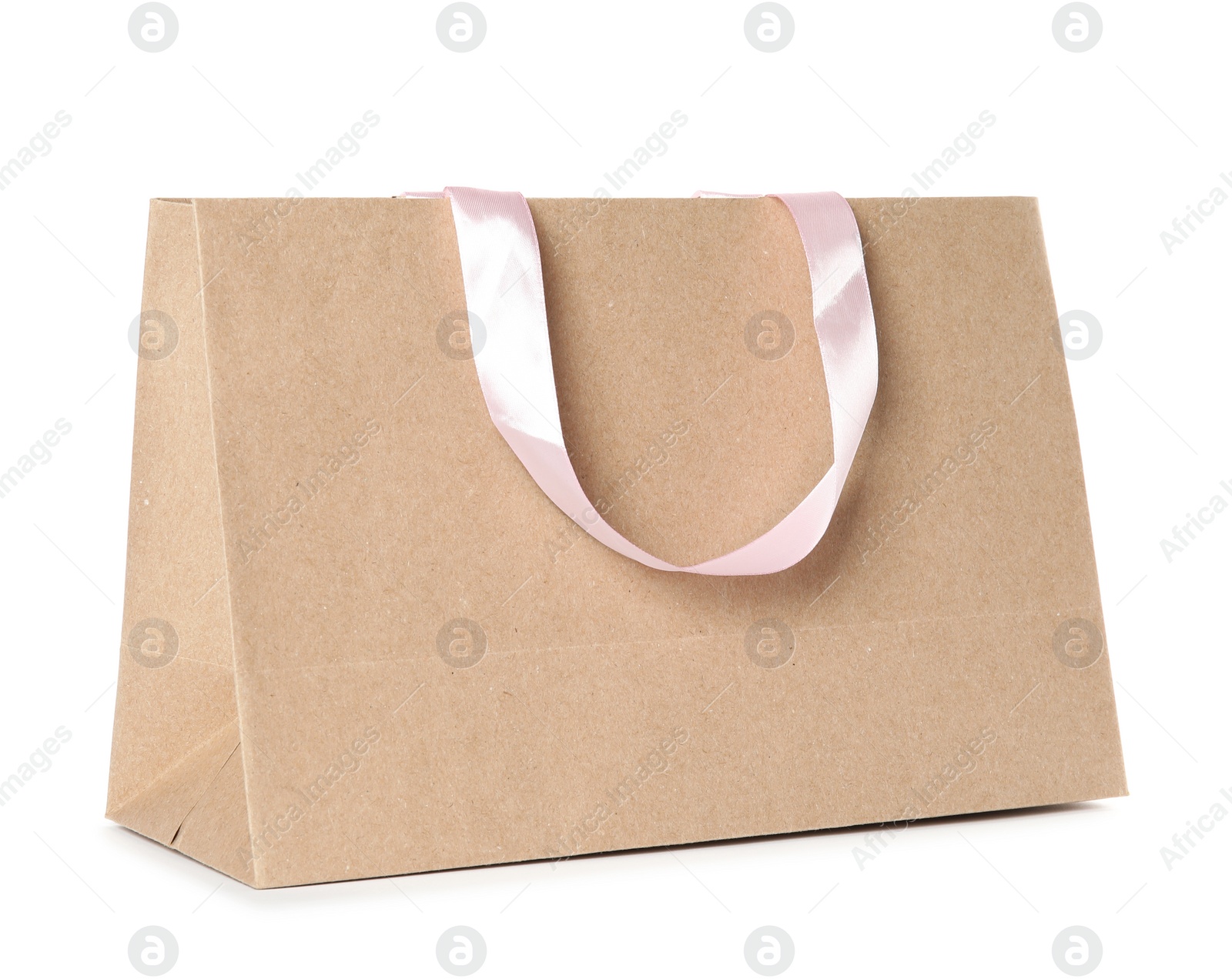 Photo of Paper shopping bag isolated on white. Mock up for design