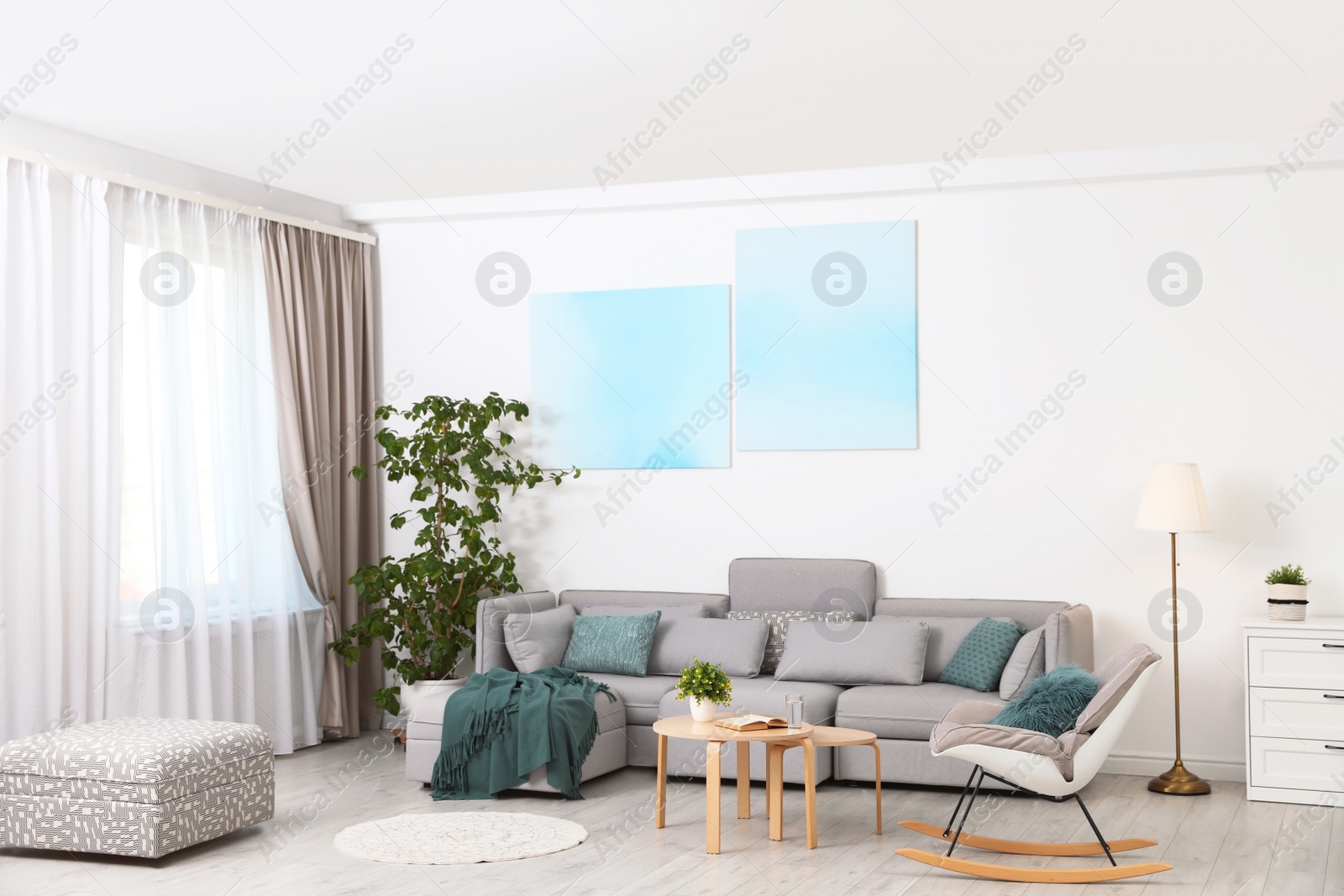 Photo of Modern living room interior with comfortable sofa