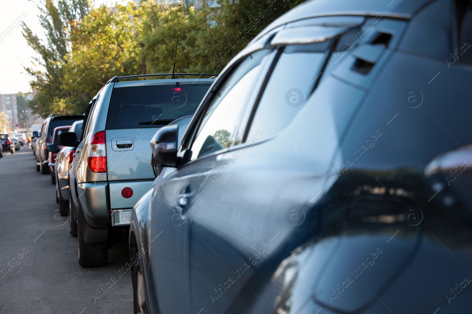 Photo of Cars in traffic jam on city street