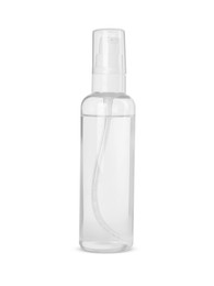 Photo of Bottle of micellar cleansing water isolated on white