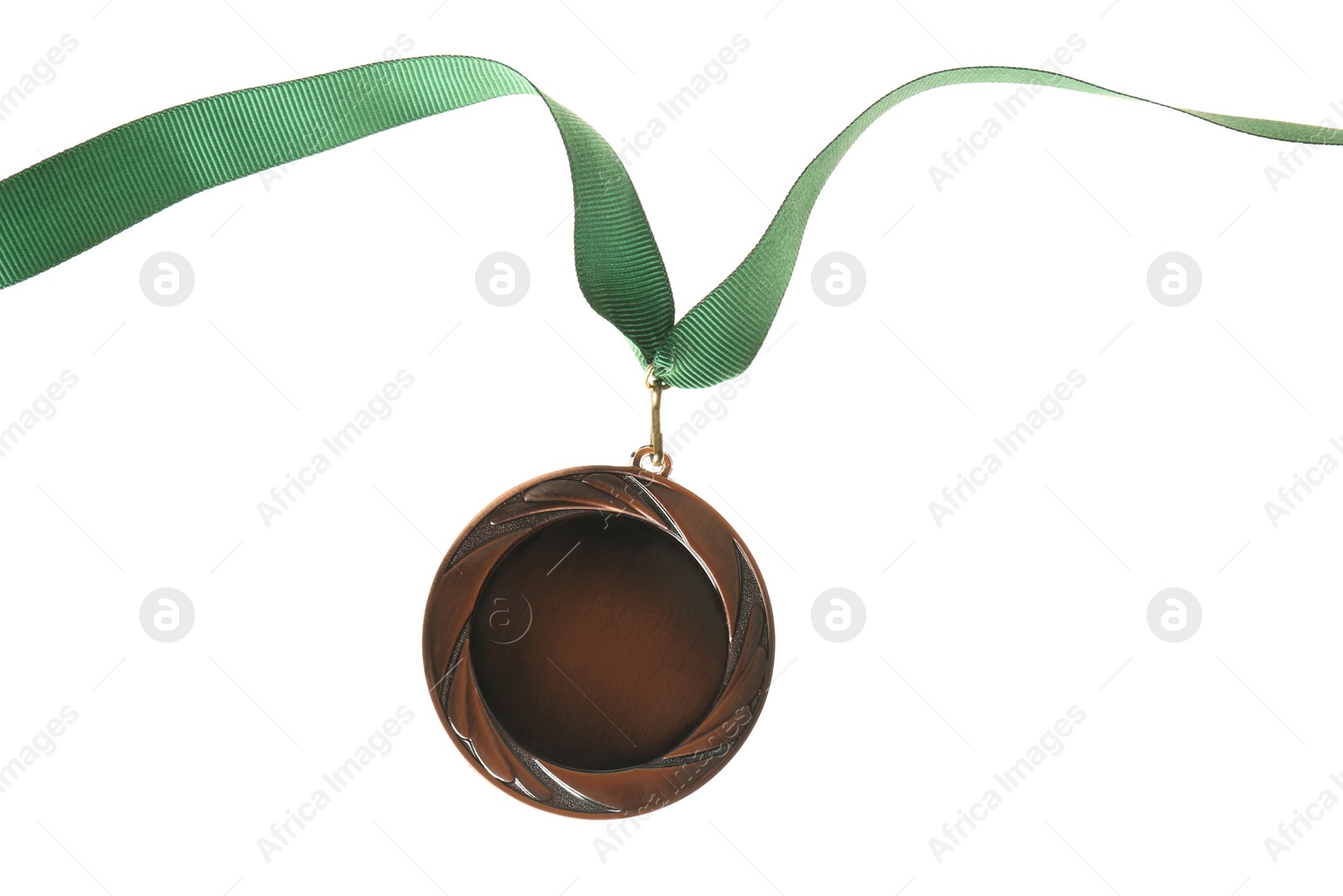 Photo of Bronze medal isolated on white. Space for design