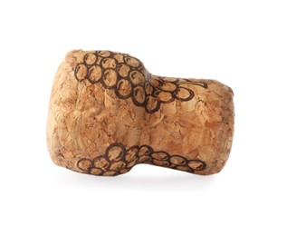 Photo of Sparkling wine cork with grape image isolated on white