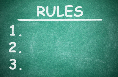 Image of Chalkboard with list of rules as background