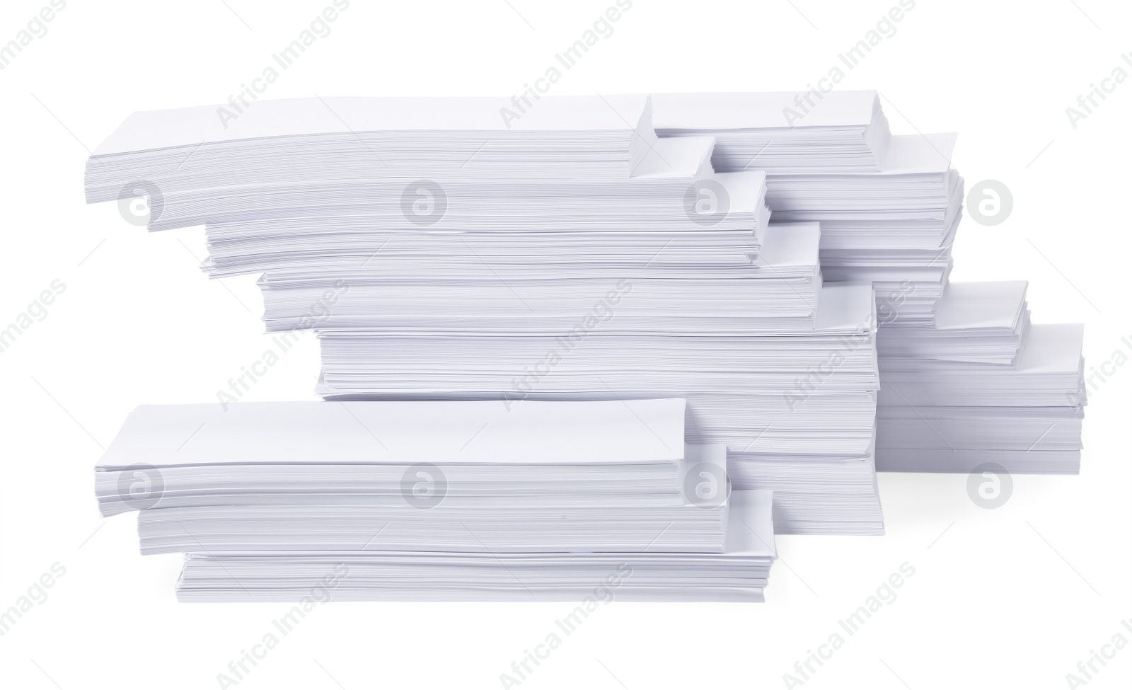 Photo of Stacks of paper sheets on white background