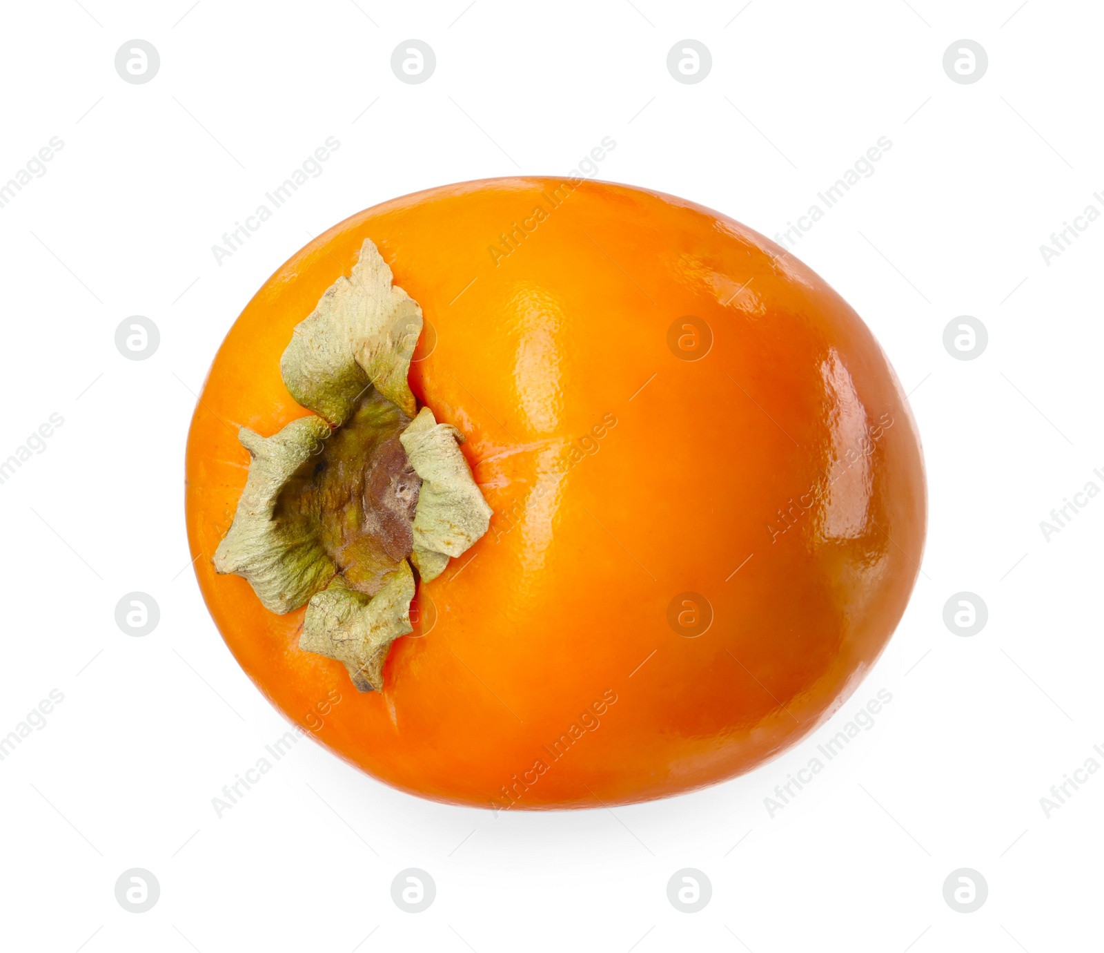 Photo of One fresh persimmon fruit isolated on white