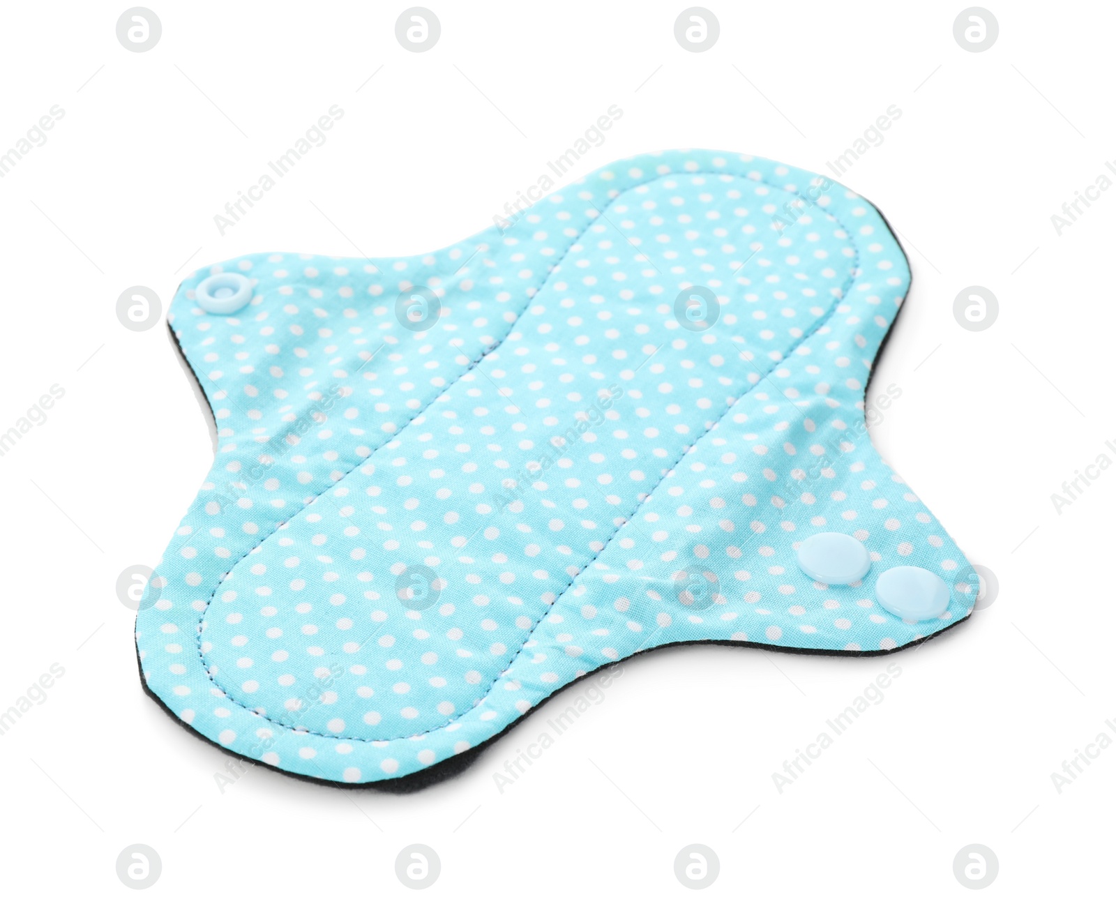 Photo of Cloth menstrual pad isolated on white. Reusable female hygiene product