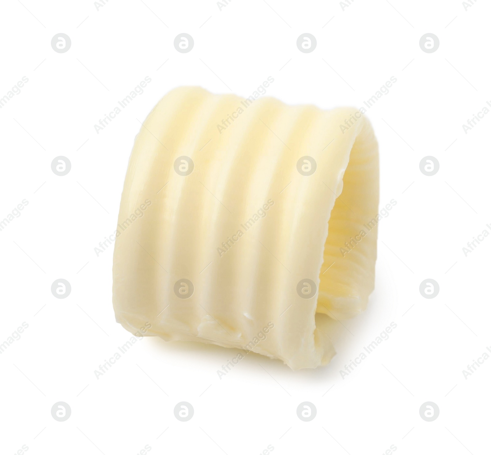 Photo of One tasty butter curl isolated on white