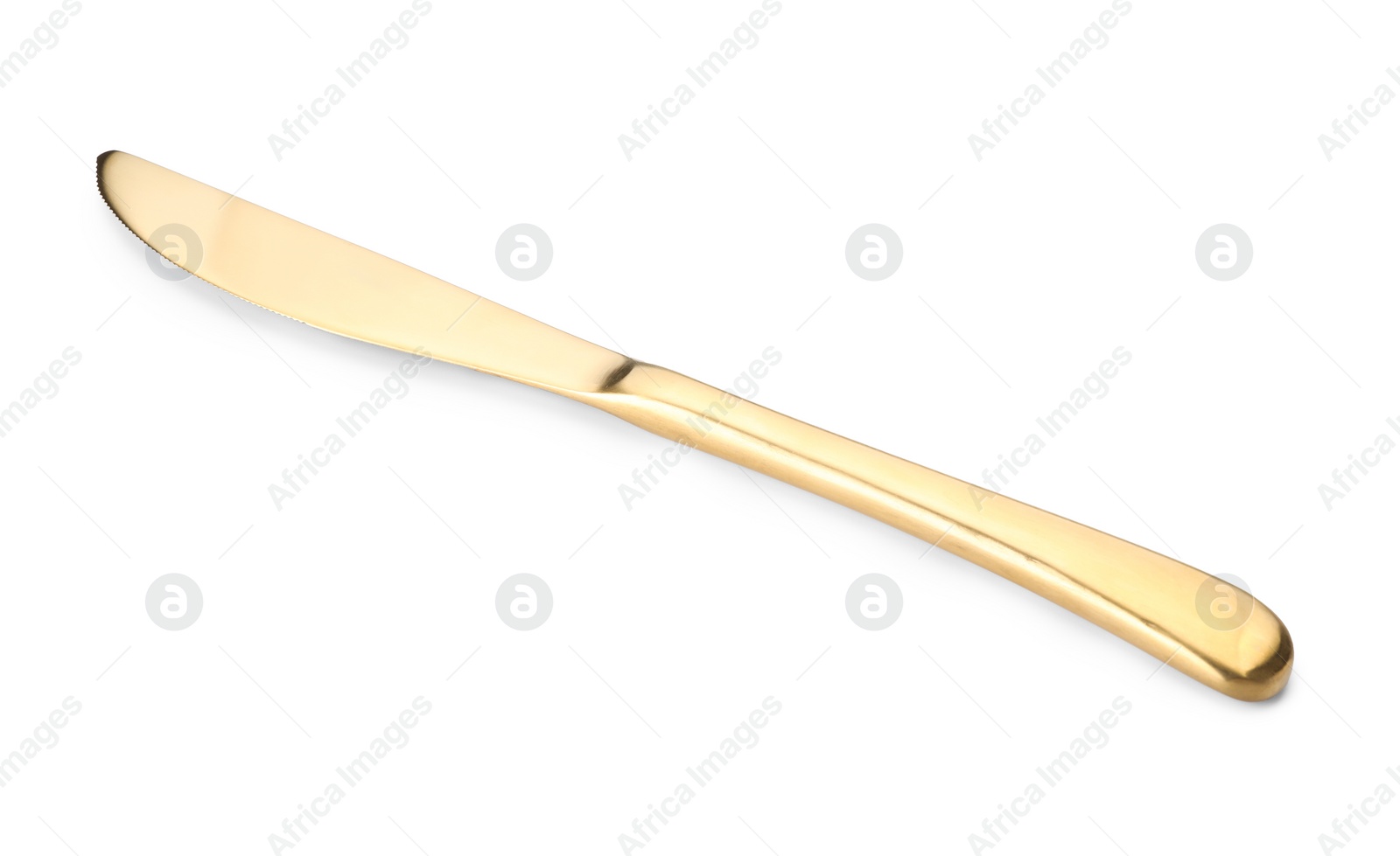 Photo of One shiny golden knife isolated on white