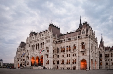 BUDAPEST, HUNGARY - JUNE 17, 2018: Beautiful view of Hungarian Parliament building