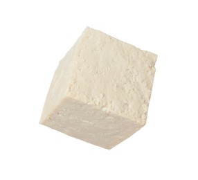 Photo of Delicious raw tofu cube isolated on white